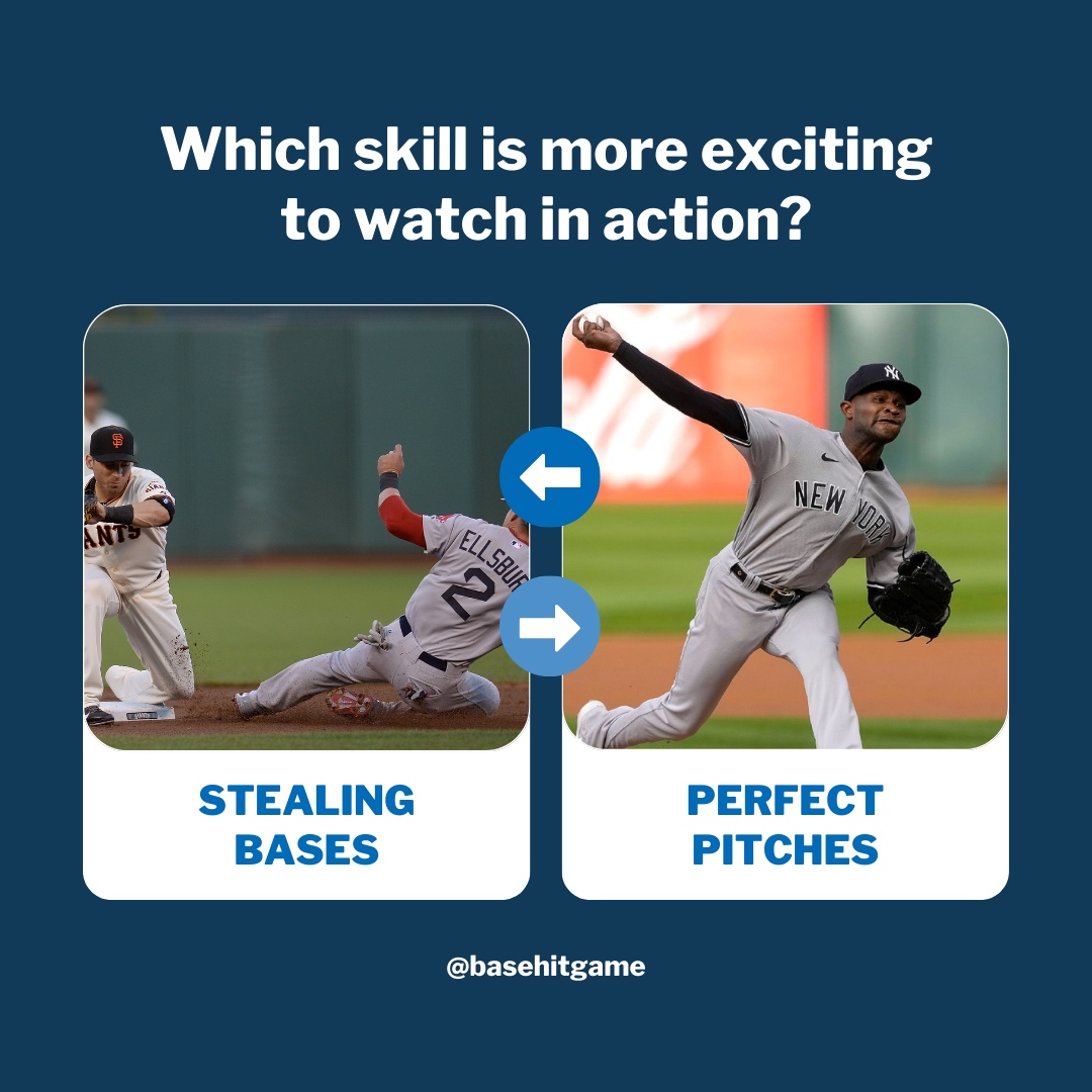🔁 Retweet if you're all about the thrill of stealing bases, or hit ❤️ like if you appreciatete the artistry of perfect pitches! Let's see where the votes go! ⚾️
bit.ly/3HWukYl #BaseHitGame #VirtualCompetition 
#BaseballSim #BaseHitCommunity 
BuildYourBaseballDynasty