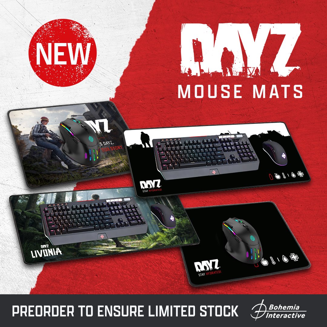 🚨Hello Survivors,
Prepare for an enhanced gaming experience with our new #DayZ mousepads!🖱️ 
Preorders are now live in our store, so secure yours today and be among the first to conquer Chernarus and Livonia in style!
store.bistudio.com/collections/da…
#Gaming #Mousepad #PreorderNow