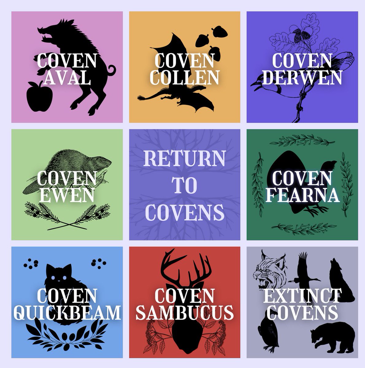 Oh, oh I forgot to mention here! Yesterday's Twelvelms Tuesday lore drop and site updates included the addition of this shiny new grid of buttons showing each of the covens!!