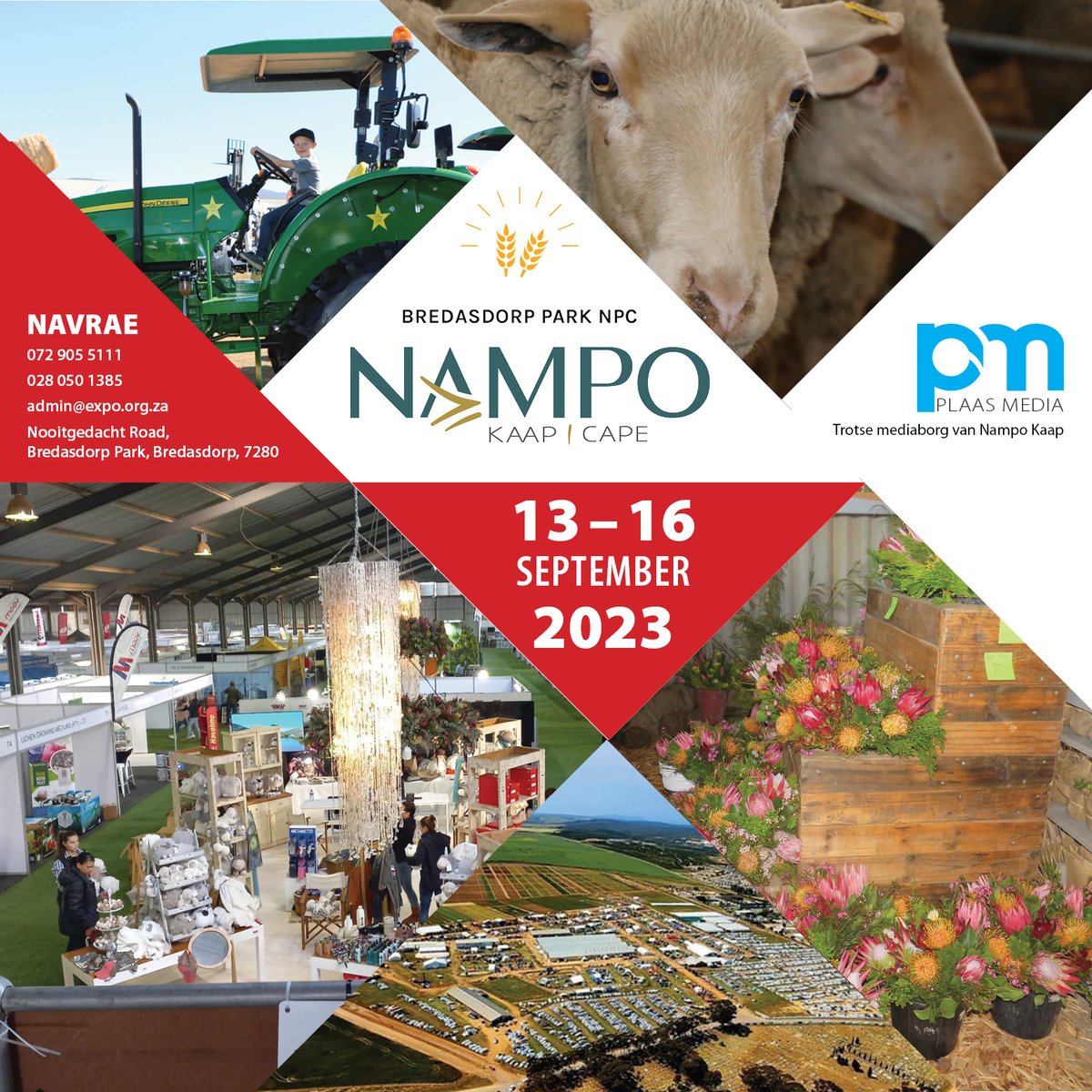 Veeplaas1's tweet photo. Van 13-16 September gaan Bredasdorp weer gons! #NampoKaap, die grootste landbouskou in die Wes-Kaap, bied ‘n verskeidenheid van uitstallings, tegnologie en inligtingsessies. Klik hier vir meer inligting: https://t.co/UVkfFsucZr.
@GrainSA #PlaasMedia #NampoKaap2023 #GraanSA https://t.co/oWCA2Az7Px