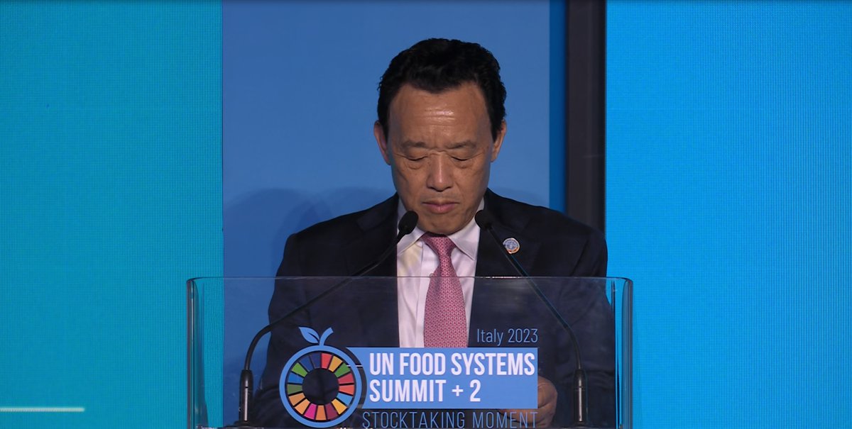 Great to hear Qu Dongyu <a href="/FAODG/">FAO Director-General QU Dongyu</a> , Director General of FAO confirm this week that: 

"At COP28 later this year, FAO will present a #roadmap that highlights agrifood sector solutions in support of #SDG2 and #SDG13"

fao.org/director-gener…