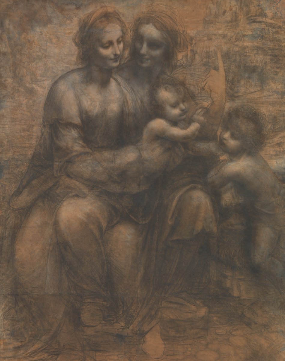 Today marks the feast day of Saint Anne 🙏

Leonardo da Vinci depicts Saint Anne with her daughter, the Virgin Mary, in 'The Burlington House Cartoon'. Here Saint Anne points upwards to the heavens, indicating the Christ Child’s divinity: bit.ly/3bDcA1a