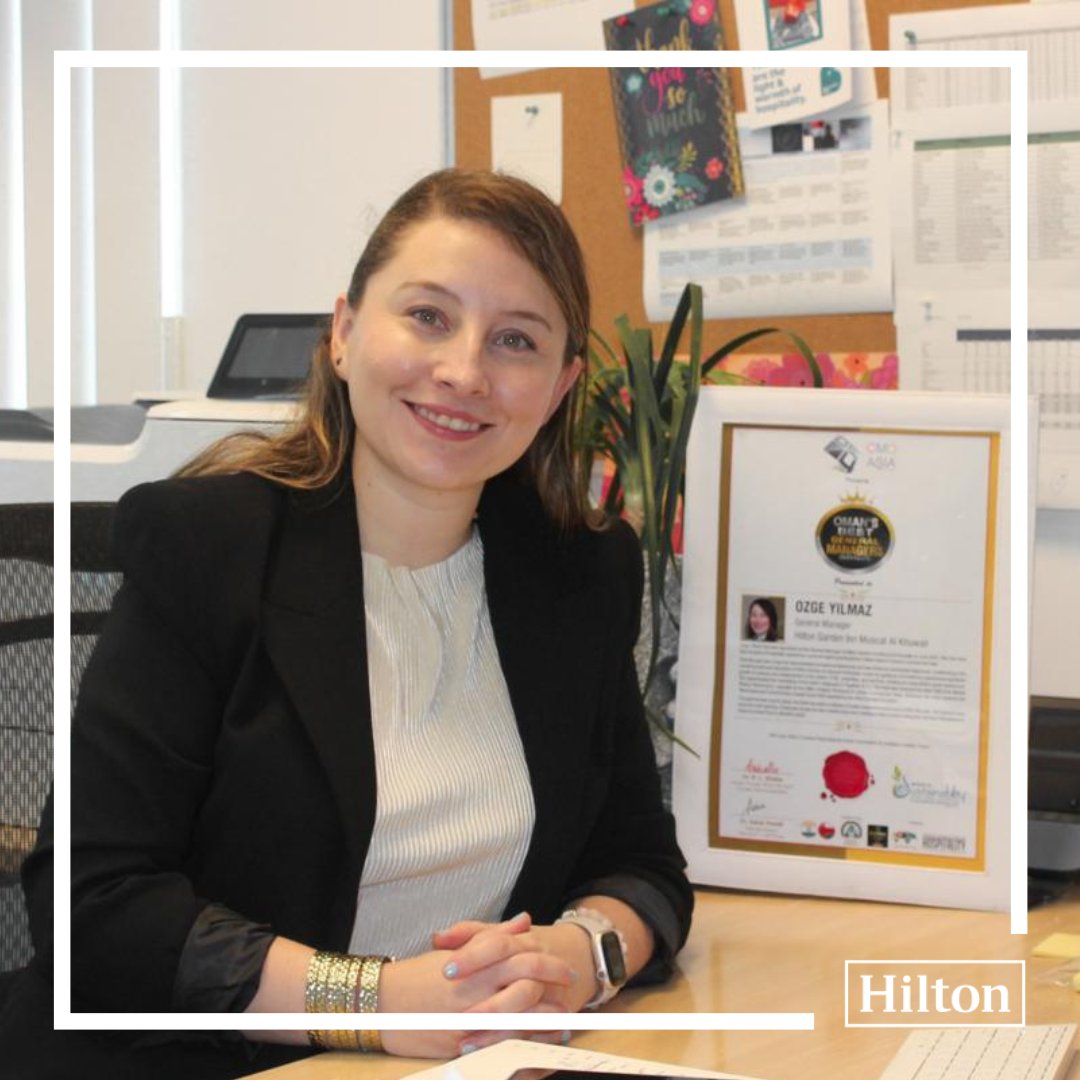 HiltonGI_Muscat's tweet photo. We are thrilled to share some fantastic news with our amazing community! Our very own General Manager, Ozge Yilmaz has been recognized and honored with a prestigious award 🏆 from CMO Asia as Oman's best GM (Hospitality).

#WeAreHilton #hiltongardeninnmuscat  #Oman #muscat https://t.co/G5lI5G0NX3
