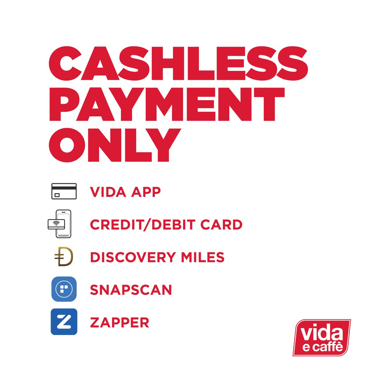 KirstenboschNBG's tweet photo. 📢 Attention all coffee lovers! ☕️

Kindly note that vida e caffe at #KirstenboschNBG has decided to move towards a cashless environment! 💳 Visitors can now enjoy their favourite coffee, pastries, and snacks without the hassle of carrying cash. 

#vidaecaffe #capetown https://t.co/dKBni9yypV