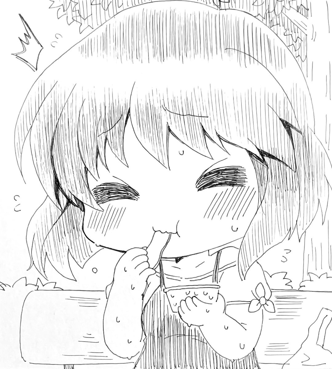 今日のアナログイラスト251日目は自宅まで辿り着けず炎天下のベンチでカップアイスを食べるKanonの美坂栞です。 