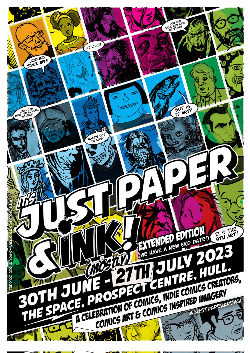 hesir's tweet image. Last few days of #JustPaperAndInk at #TheSpace, Prospect Centre. Drop by and learn a little more about #Comics as just another medium for stories. With several examples of #Hull based #Creatives too :) #MakeComics