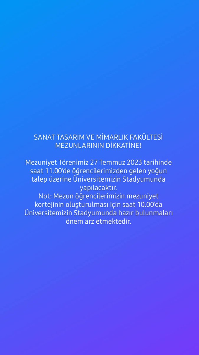 SANAT TASARIM VE MİMARLIK FAKÜLTESİ MEZUNLARININ DİKKATİNE!