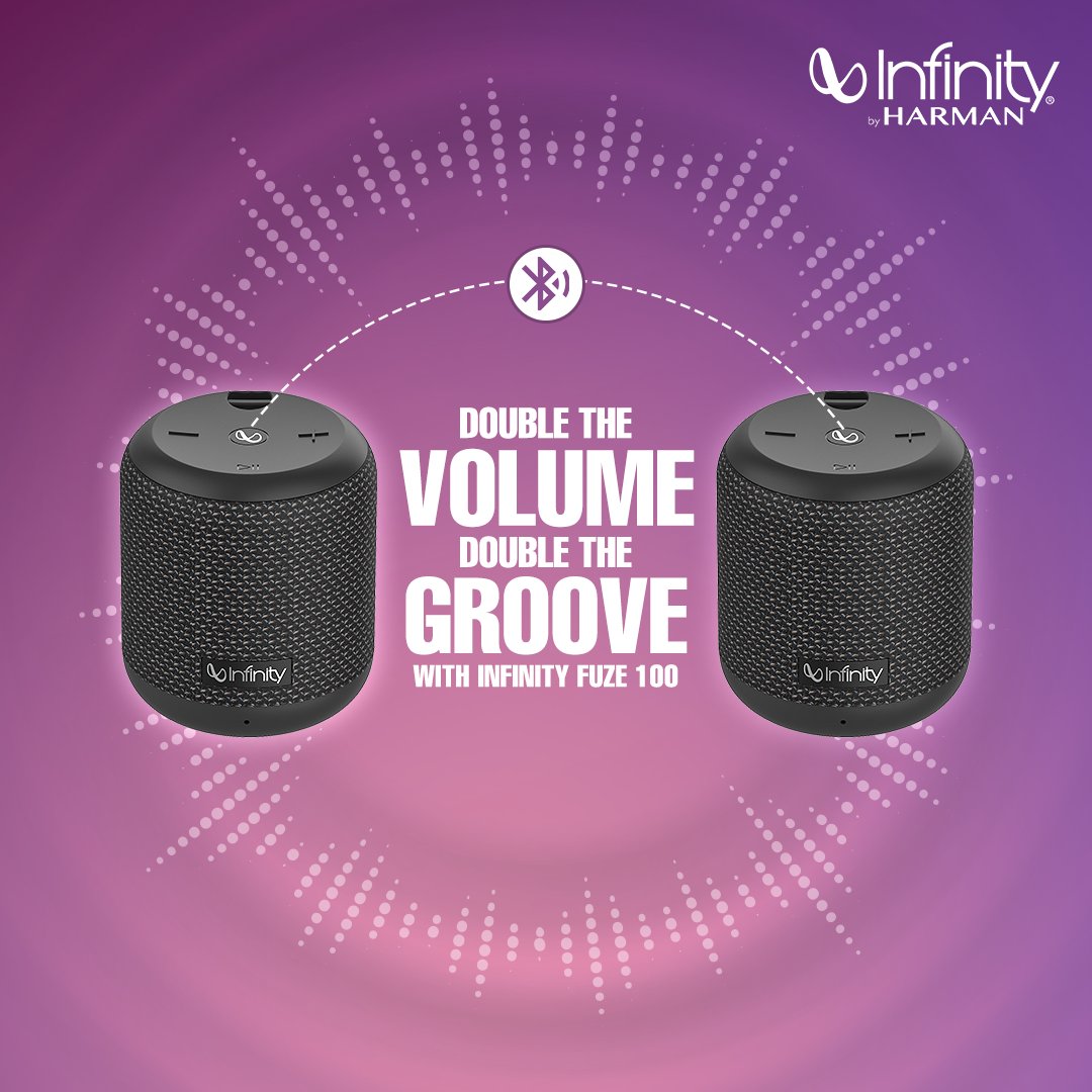 Take your volume twice as big! Pair 2 Infinity Fuze 100 speakers with the Dual Speaker Connect to experience sound like never before💥💃

#InfinityByHarman #InfiinityMusic #InfiniteBeats #ImmerseYourself #DualSpeaker #Fuze100