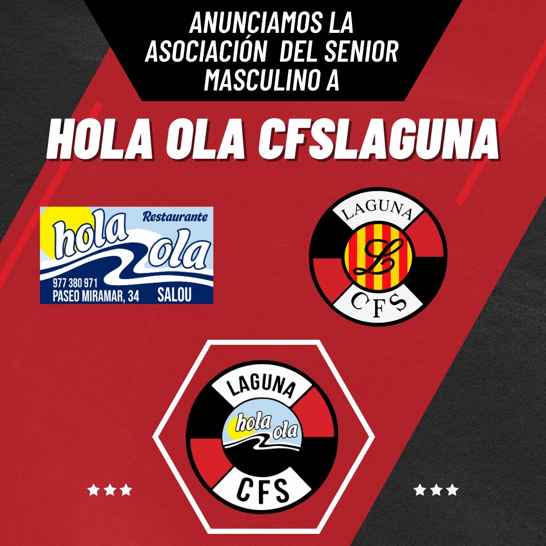 Anunciamos que esta temporada 2023-2024 el senior masculino A , llega un acuerdo con el restaurante hola ola el cual será el sponsor mayoritario. Por lo cual el primer equipo pasará a llámese HOLA OLA CFS LAGUNA.