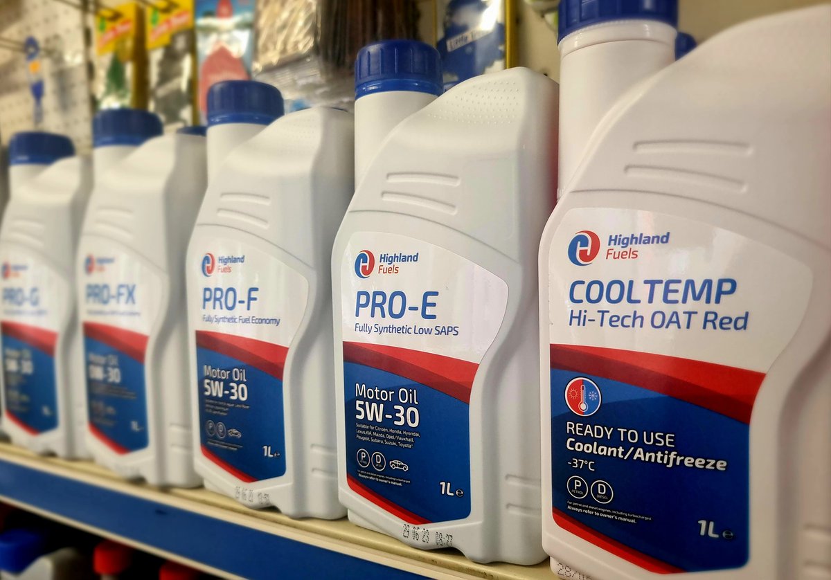 Exciting news!
We've launched our new range of engine oils and coolant. Thanks to Crossburn Service Station for sharing this pic of the range.
If you'd like to stock our range or find out more, get in touch with us on 01463 245824 or commercial@highlandfuels.co.uk.