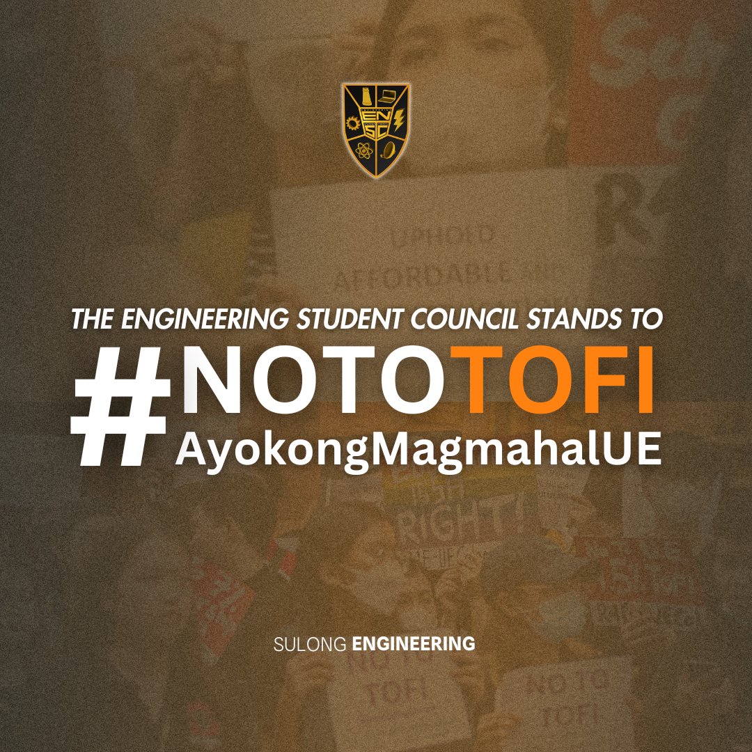 UECENSC's tweet photo. NO TO UE TOFI: Ang opisyal na pahayag ng EnSC President laban sa implementasyon ng TOFI

#NoToUETOFI
#AyokongMagmahalUE
#ENSC2324
#SulongEngineering https://t.co/XwNjKj8Lyc