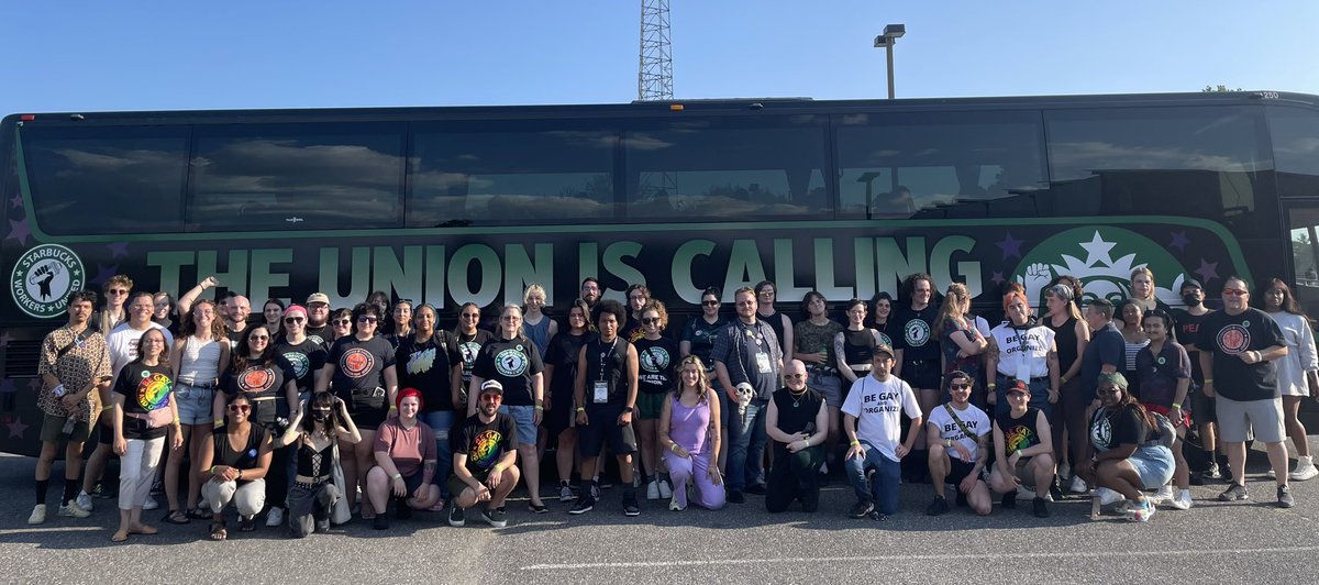 When the #UnionIsCalling Sam is there, literally! Sam is a Partner at the Arlington Courthouse store in VA. Last weekend, he went down to Philly to strike &amp; rally w/ the <a href="/PJBWU/">Philly Workers United</a> Partners! He also got to meet International V-P <a href="/RichardAMinter1/">Richard A. Minter</a>!  #StarbucksUnion #sbwumarjb #wumarjb