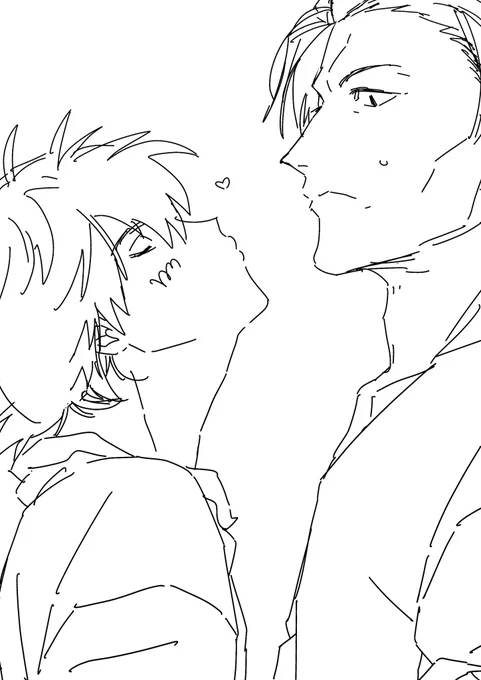 @dainijyuuyon 唐突に失礼します!1324さんの創作漫画全部好きなのですが、この2人が1番刺さりましたの絵です🥰瀧本さんが亘君を心配して部屋にやって来た序盤のシーンからの、友人さんからの暴露(瀧本さんの妻の話)で、伏線だったのに気付いた時は脳汁出ました(言い方)し、続く 
