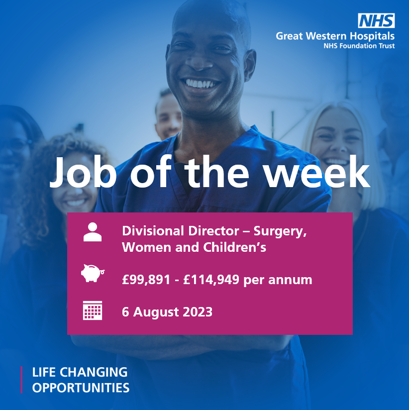 Join us on a 6-month journey as the Divisional Director of our Surgery, Women and Children's Division and make a real difference to our services, staff, patients & the community we serve.

🔗beta.jobs.nhs.uk/candidate/joba…

#Joboftheweek