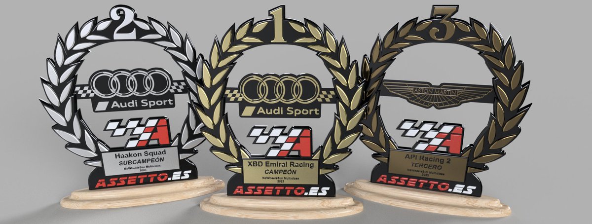 Assetto_es's tweet photo. **Podium final del campeonato NoWheelsSim Multiclass:**

🥇  XBD Emiral Racing (Jose jiménez - Damiá Bonsfills) @xbdracing 
🥈 Haakon Squad (Raul Gomez - David Serra) @HaakonSquad 
🥉 API Racing 2 (Marsal Bonet - Jorge Barbadillo) https://t.co/AKoNFaumFf