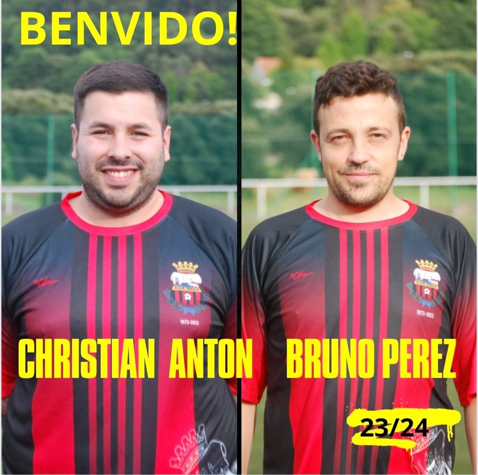 Bos dias, hoxe presentamos a dous xogadores que faran a pretemporada con nos para volver coller sensacions e intentar facerse un sitio no equipo, benvidos Christian e Bruno. ⚫⚫🔴🔴⚽⚽