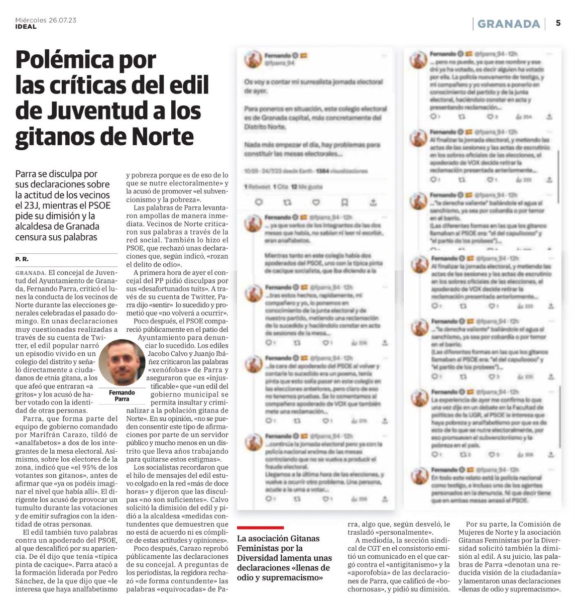 NINORAMAZOTI's tweet photo. Una página entera de @ideal_granada debería bastar para que @fparra_94 dimitiera como concejal de @Granajoven o para que la alcaldesa, Marifran, lo cesara de inmediato.
Granada no se merece a alguien que piensa así.
#ParraDimision https://t.co/e0srVNV2jJ