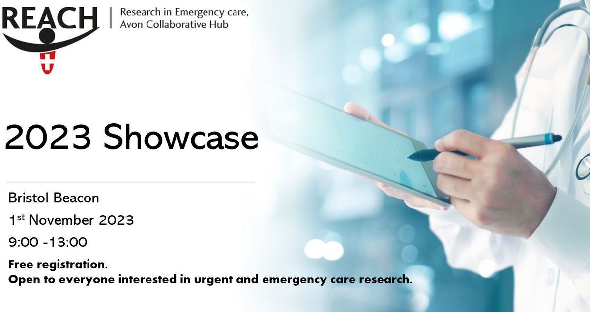 REACHBristol's tweet photo. Interested in the latest urgent and #EmergencyCare research? ๐ฉป๐ฉบ๐
Join us at the Bristol Beacon for our annual showcase event๐ฅ
1st Nov 2023
9:00-13:00 (including lunch)
Free registration๐https://t.co/il063kxRgF
#Research #Impact #PatientCare https://t.co/dA0Tnnbvr5