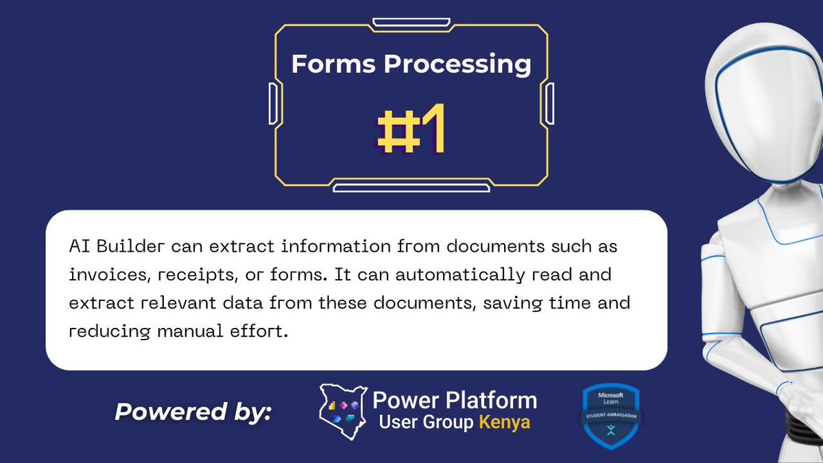 PowerplatformKe's tweet image. AI Builder in action can be seen through various real-world scenarios where it is used to enhance business processes and applications. 

Here are a few examples of how #AIBuilder is applied: 

#powerplatform #AI