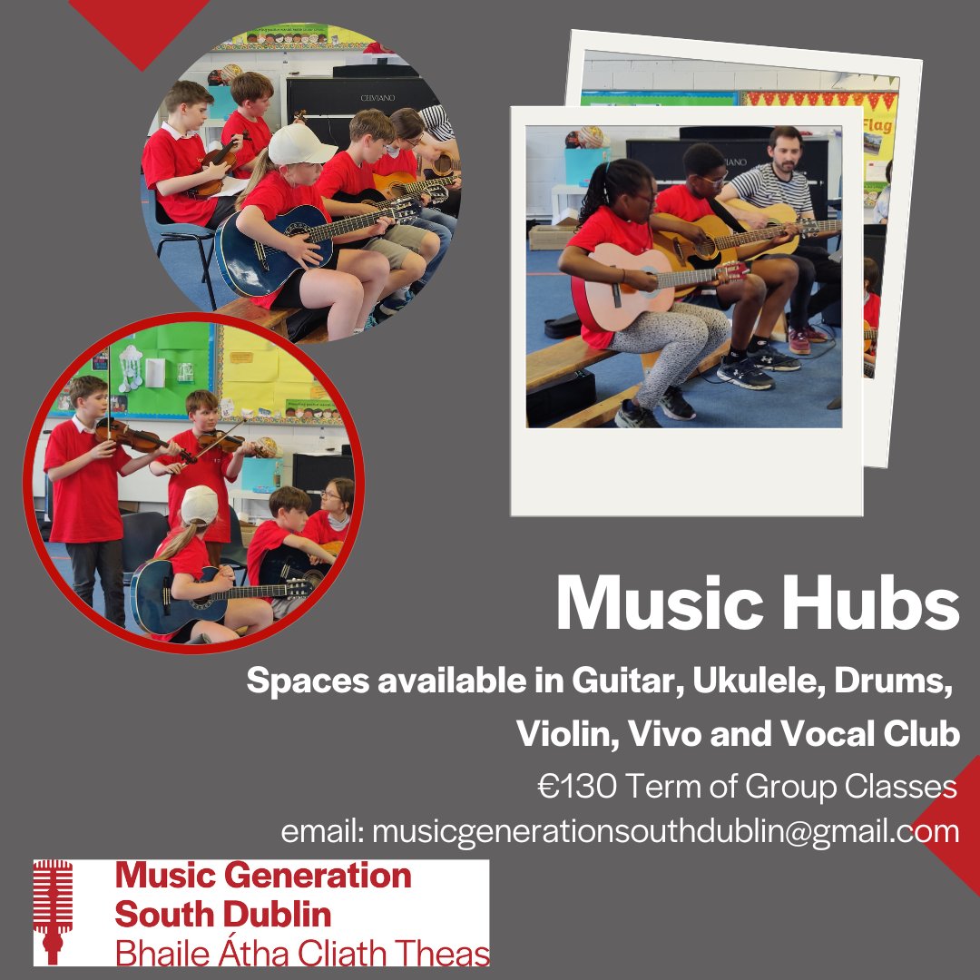 Spaces available in Guitar, Ukulele, Drums, Violin, Vivo and Vocal Club 📢 Fill in our enrolment form here; linktr.ee/MusicGenSouthD… #musicgenerationsouthdublin #musicgenerationireland