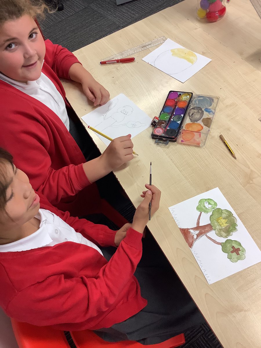 StPhilipsY5B's tweet photo. We enjoyed creating artwork to represent the Trinity. We thought about using symbols and pictures as metaphors for God the Father, the Son and Holy Spirit #teamstphilips @StPhilipCEAP https://t.co/xElftqviN2