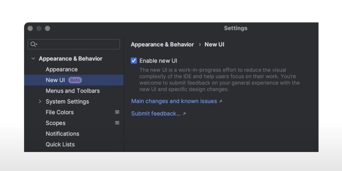 Shayan_Sakhaei's tweet image. How to “Enable New UI” in Android Studio Giraffe which released yesterday?🤔
Go to Android Studio > Settings > Appearance & Behavior and ☑️
#android_studio
#AndroidDevs