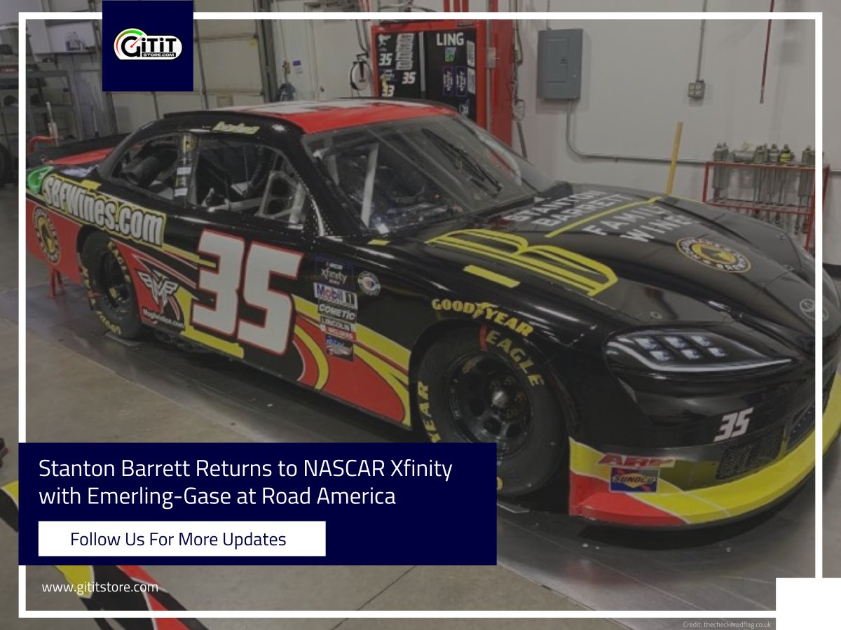 Stanton Barrett returns to NASCAR Xfinity Series after a two-year absence. He will drive the #35 Toyota GR Supra for Emerling-Gase Motorsports at Road America. The experienced driver aims to secure valuable points and bring success to his team 
#NASCARXfinitySeries #ToyotaGRSupra