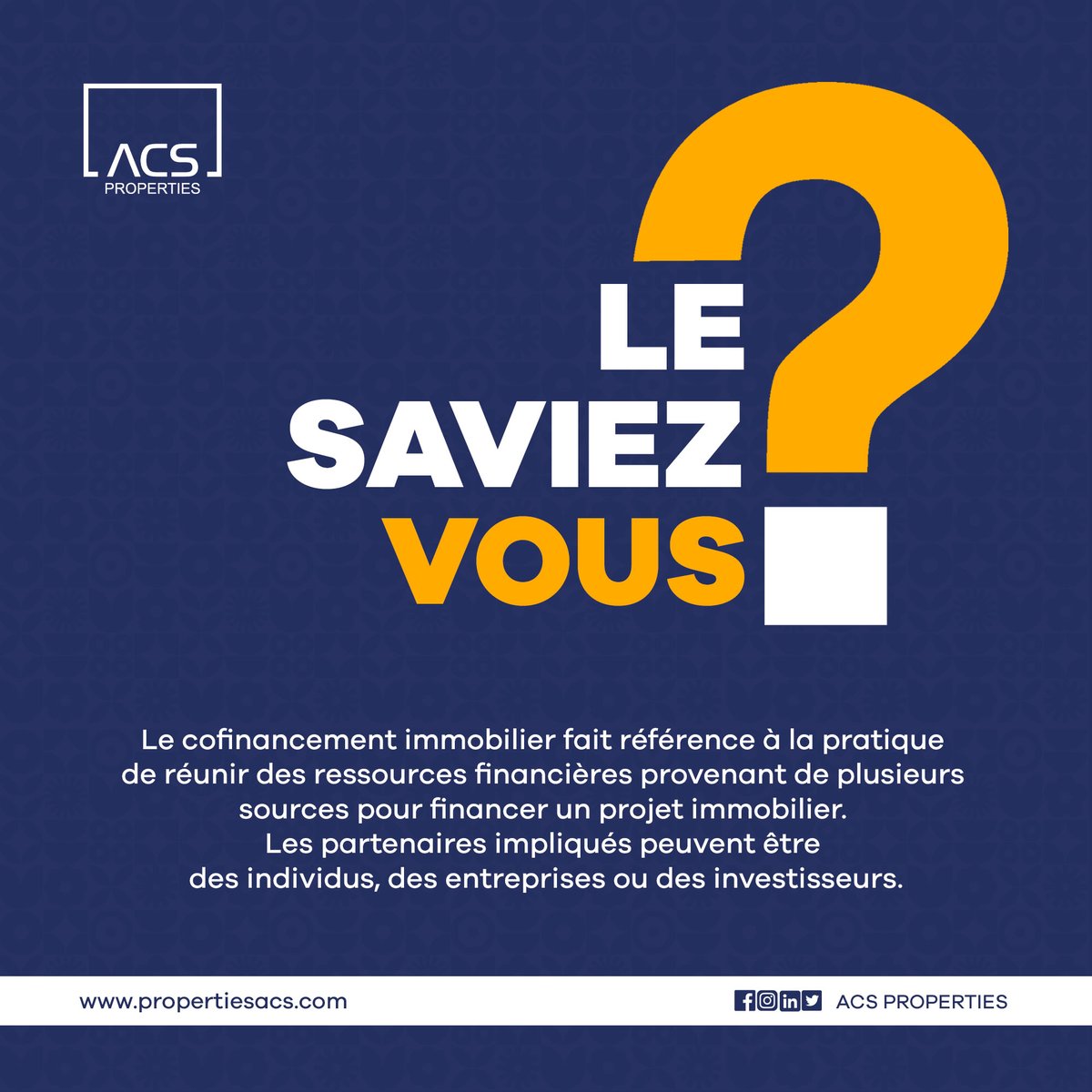 #cofinancementimmobilier #ressourcesfinancières #projetimmobilier #investisseurs #entreprises #individus #ACSProperties #ACS