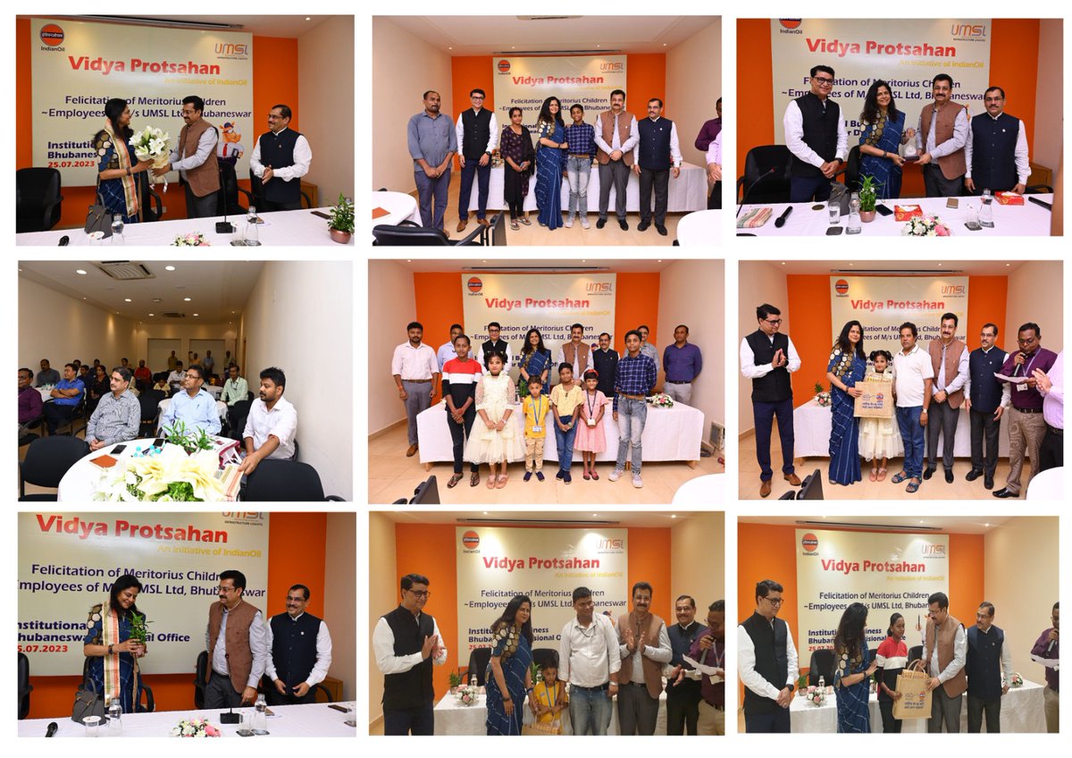 IOCL_ODISHA's tweet photo. IOCL BBSR DO IB  dept.organized" VidyaProtsahan 2023" under  #CustomerConnect for the meritorious children of M/S UMSL on 25.07.23. The program was graced by Mrs.Paramita Panda,Vice Chairperson UMSL and Mr. Sanjay Mahapatra, GM I/c(IB) IOCL &amp; other officials @IndianOilcl https://t.co/c5966BznNr
