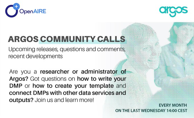 OpenAIRE_eu's tweet photo. Join our #ArgosCommunity Call today at 14:00 CEST. We will present the mocks of our new interface that is programmed to launch in the autumn. We invite everyone to provide their feedback and thoughts so that we make #OpenAIRE_ARGOS fit for our everyday #RDM practice. Register here and join us! #OpenAIRE #OpenAIRE_Services🔗https://t.co/uCJ96KO81v