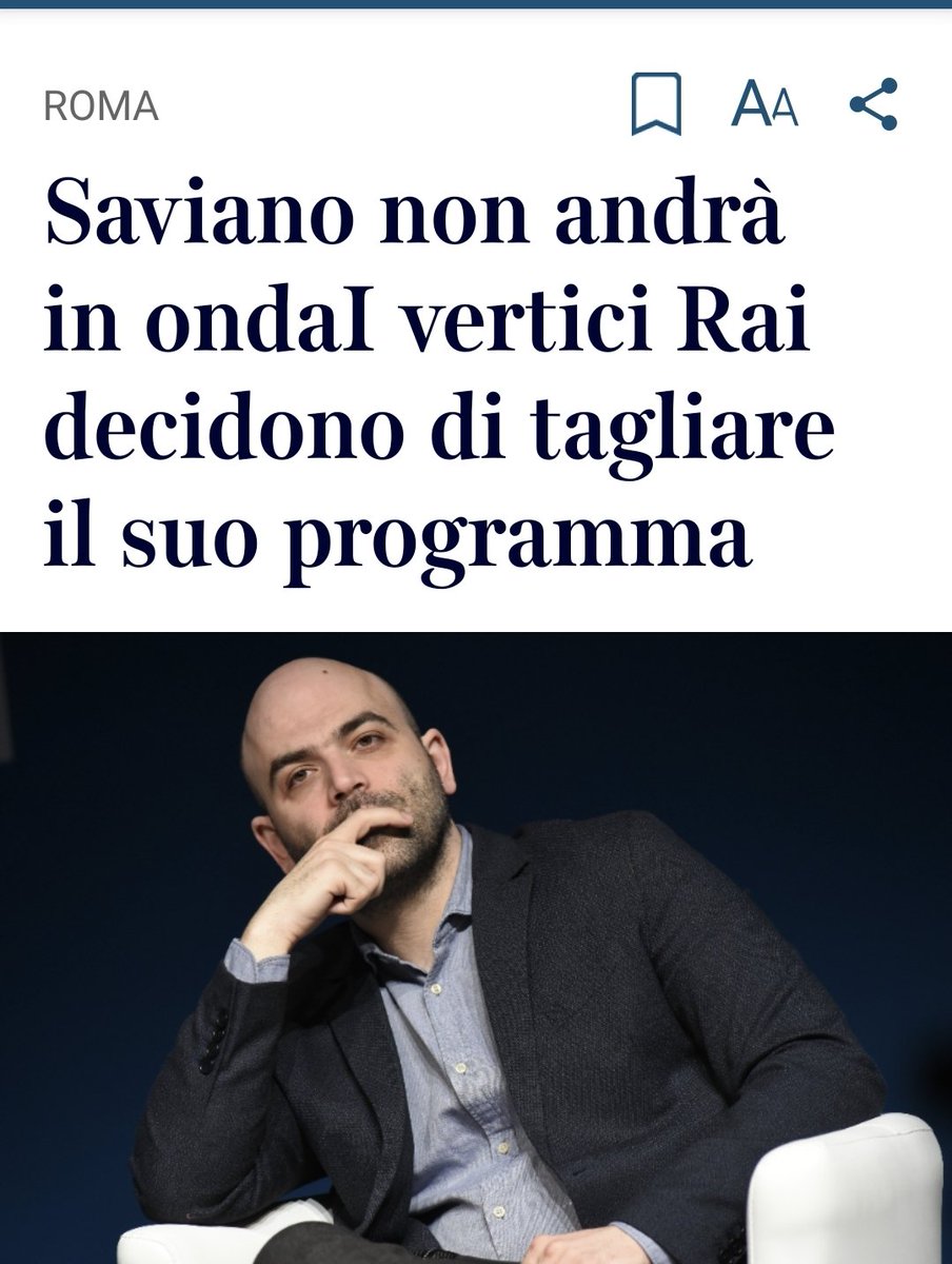 Paolo_Bargiggia's tweet photo. Non bene: benissimo!
@robertosaviano 
#Rai https://t.co/356bP5G0j7