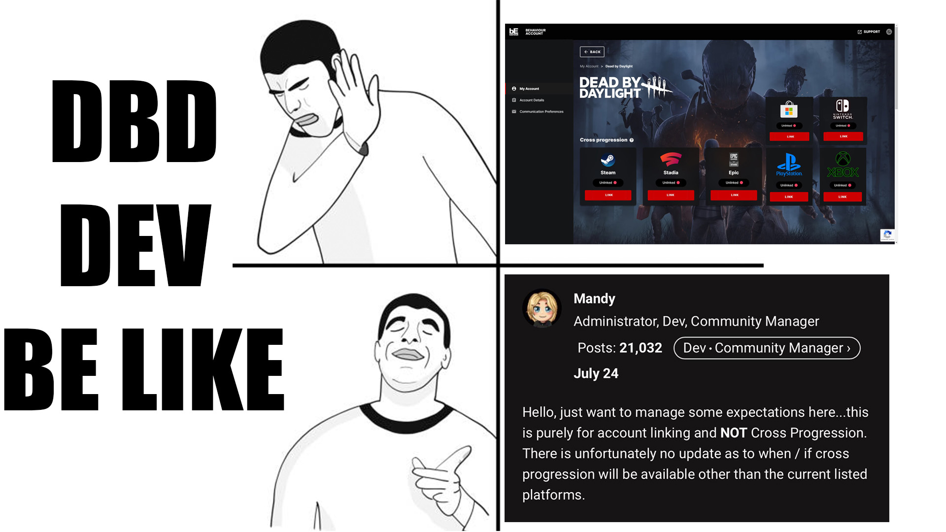 DBD CROSS-PROGRESSION FOR CONSOLE (@DBDPROGRESSION) / X