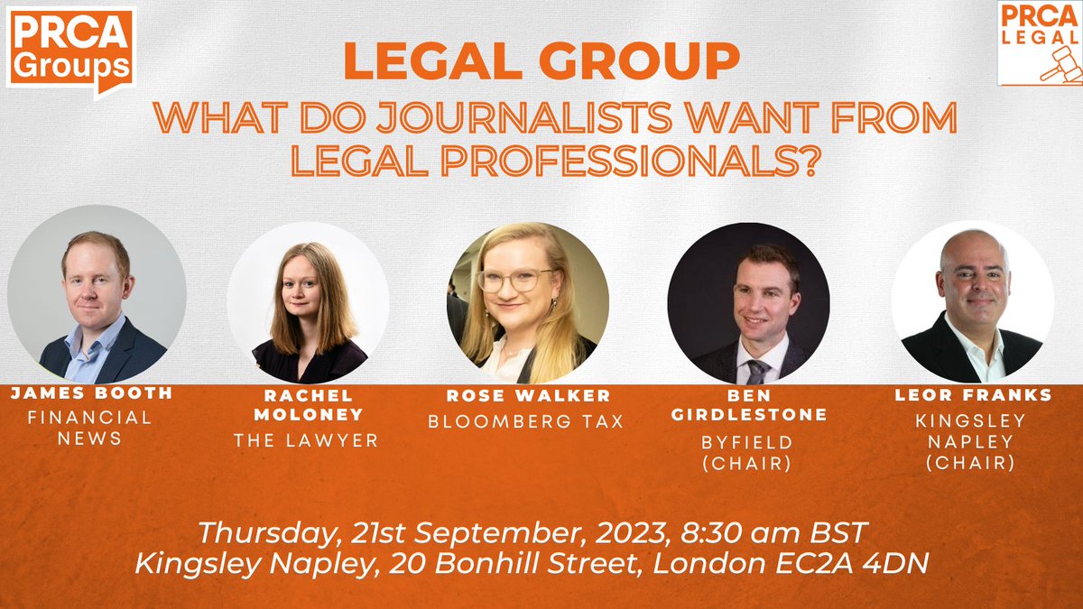 Discover the changing landscape of Legal PR 🏢🌐

Join <a href="/Jamesdbooth1/">James Booth</a>, @TheLawyerRachel, <a href="/RoseOMWalker/">Rose Walker</a>, <a href="/bengirdlestone/">Ben Girdlestone</a>, and <a href="/leorfranks/">Leor Franks</a> as they share their experiences with legal PR and offer valuable insights.

👉 ow.ly/pjZ850PipmE