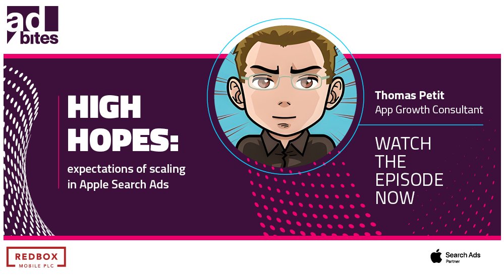 New #AdBites is out! A lively discussion between app growth ace <a href="/Thomasbcn/">Thomasbcn</a> and our CTO @ChorltonSamuel . The 🔥 topic is UA scaling with #AppleSearchAds inc:  sweating keywords / removing barriers / testing ads + CPPs for scale
The vodcast: youtube.com/watch?v=LOxiqB…