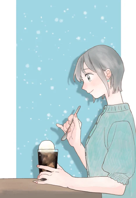 暑い日に飲みたい、夏の白雪#イラスト#夏の白雪 