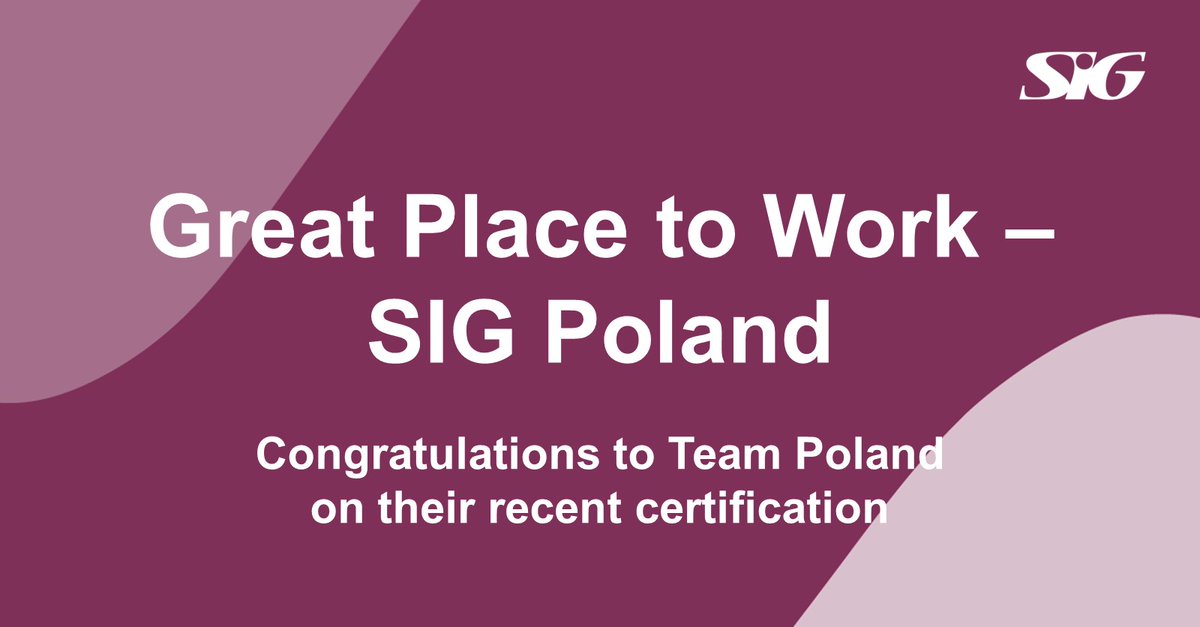 We believe that a safe, healthy workplace is the cornerstone of a sustainable, profitable business. That’s why we’re proud SIG Poland has received the #GreatPlacetoWork certificate, demonstrating its commitment to creating a workplace where trust and respect thrive. #WeAreSIG