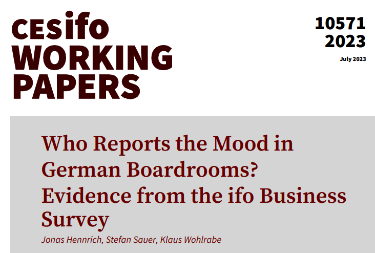CESifoNetwork's tweet photo. Who Reports the Mood in German Boardrooms? Evidence from the ifo Business Survey | Jonas Hennrich, @StefanSauer23, @KlausWohlrabe
#EconTwitter 
https://t.co/wgLIf1X2QH https://t.co/KuLOBZ0iu1