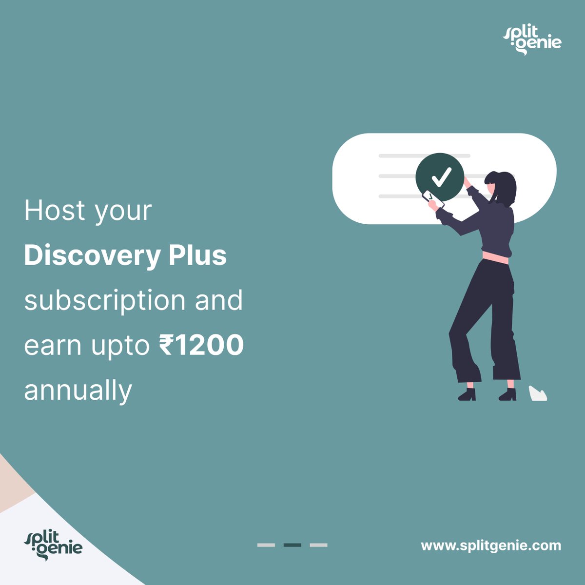 SplitGenie's tweet photo. Split your Discovery Plus subscription with others on https://t.co/yHJlabD0xm and save 50% 💖

Join a Discovery Plus subscription at just Rs. 100 per month! 😮

Share (or Host) your subscription and earn 1200/- annually🤑

#disvovery #sharesubscription #splitsubscription #india https://t.co/v34njMtJ4k