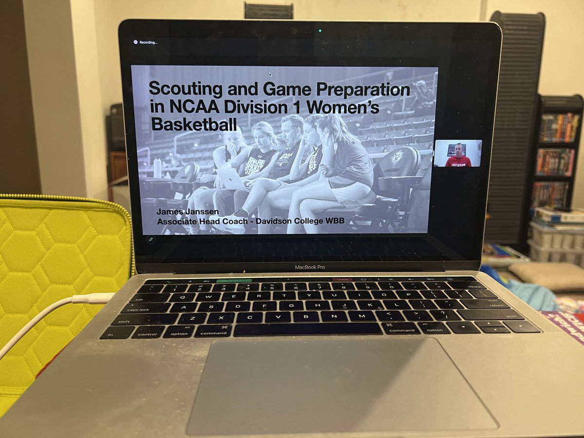 BBALLAU_Coaches's tweet photo. Outstanding Zoom presentation from ⁦@DavidsonWBB⁩ assistant coach ⁦@JamesJanssen⁩ for our Emerging Coach Initiative coaches tonight, talking scouting &amp; game planning https://t.co/W18uggorWp
