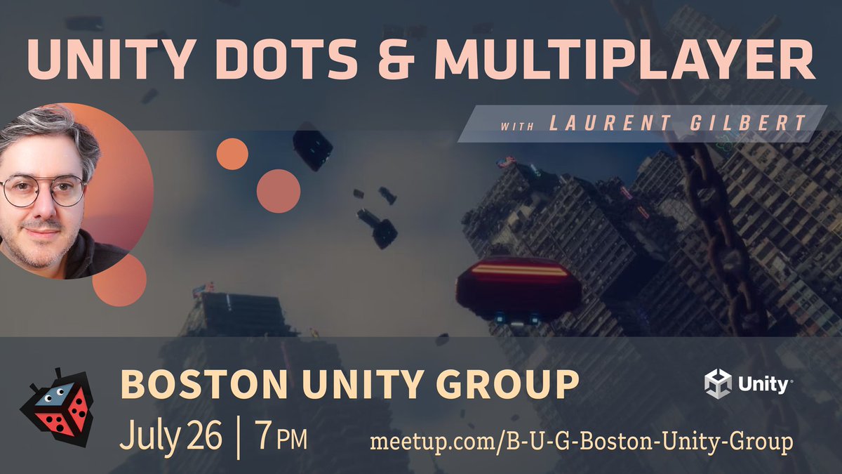 Join us TONIGHT, at 7PM (EDT), for a talk from Laurent Gilbert of <a href="/unity/">Unity</a> on the latest DOTS and Multiplayer features available in 2022 LTS!  meetup.com/b-u-g-boston-u…