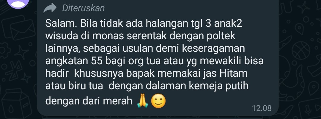 01TanAwi's tweet photo. Dear Bapak Menteri @saktitrenggono  di tempat.

Mohon ijin bertanya untuk wisuda Politeknik Ahli  Usaha Perikanan

Sejatinya akan diadakan kapan, karena kami juga harus mengurus ijin ke atasan kami,karena sungguh informasi di grup orang tua  simpang siur.

@kkpgoid https://t.co/7bGj9Nl206