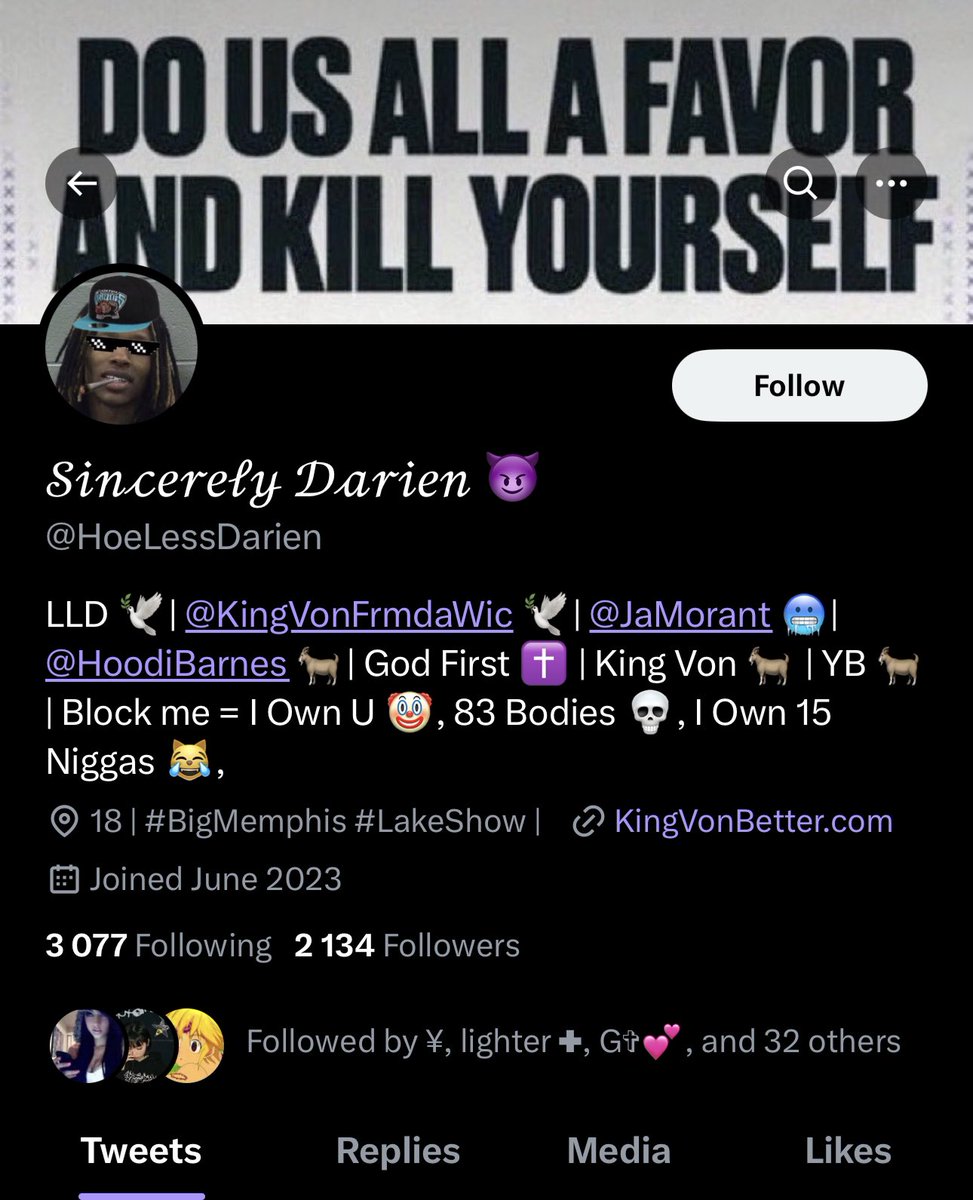 HoesLuvTravis's tweet photo. @HoeLessDarien @vibinniap unfollow = i own you retire bud🤡🖕🏻 #FAILEDTROLL https://t.co/NkVNvGyqj7