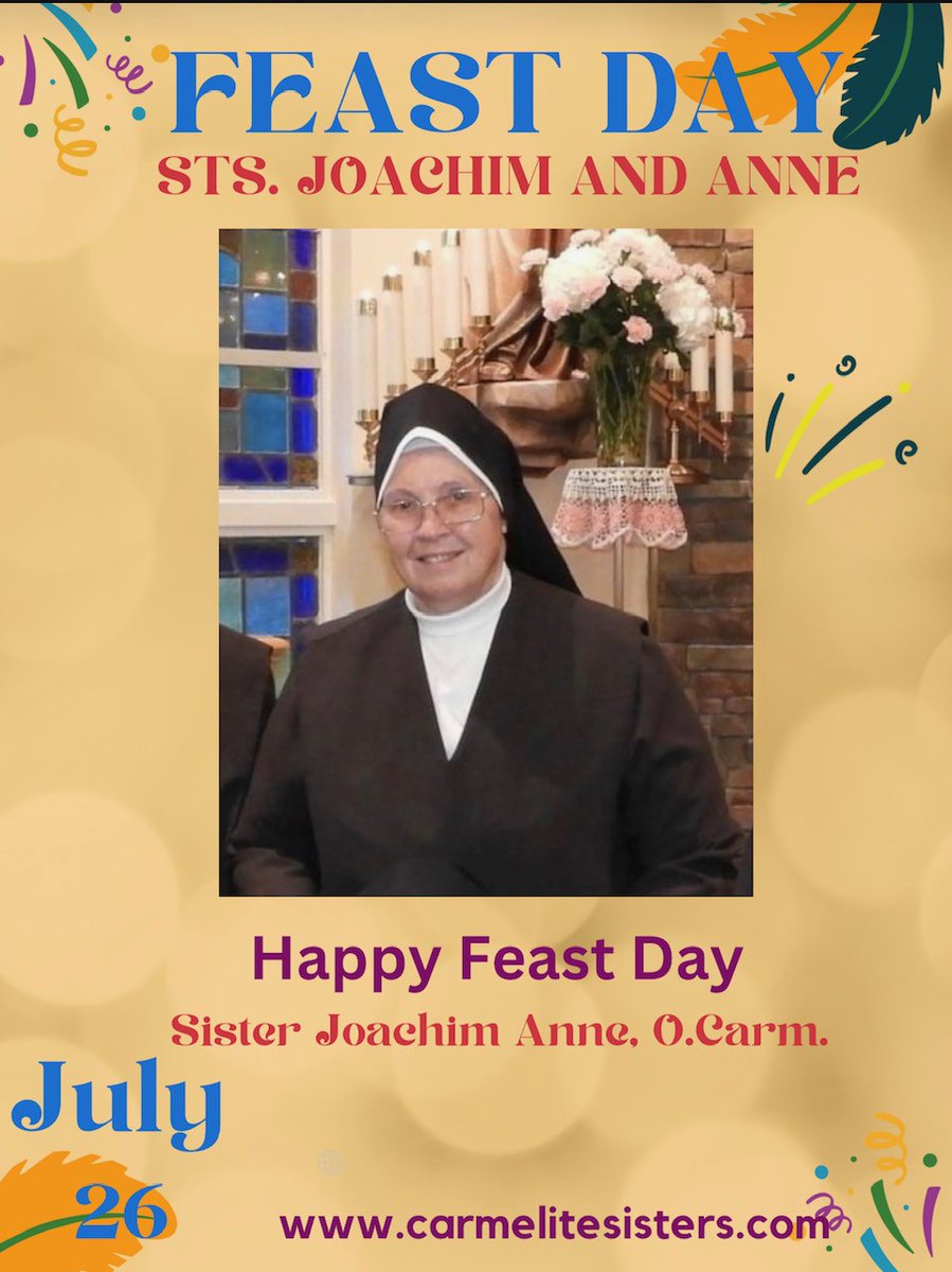 Happy Feast  Day to Sister Joachim Anne. Sister was interviewed and featured by the  Diocese of Altoona-Johnstown about the relevance of the parents of Mary in  the life of the Church. Check this website vimeo.com/847776613
#grandparentsday #carmelites4aged #graveymanort