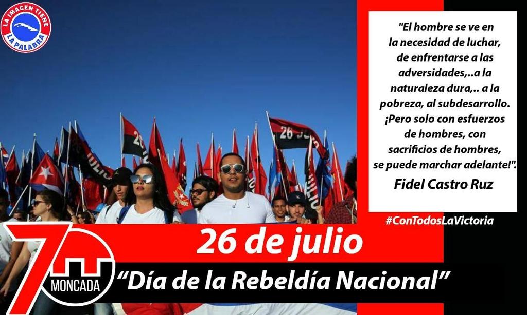 Moncada es hoy, mañana y siempre, esta isla siempre será REBELDE. #ConTodosLaVictoria #70Moncada #CubaPorLaVida <a href="/cubacooperaven/">Brigada Médica Cubana en Venezuela</a> <a href="/MINSAPCuba/">Ministerio de Salud Pública de Cuba</a> <a href="/japortalmiranda/">José Angel Portal Miranda</a> <a href="/CubacooperaveG/">Brigada Médica Cubana en el Estado Guárico.</a> @CubCooperaVeGua