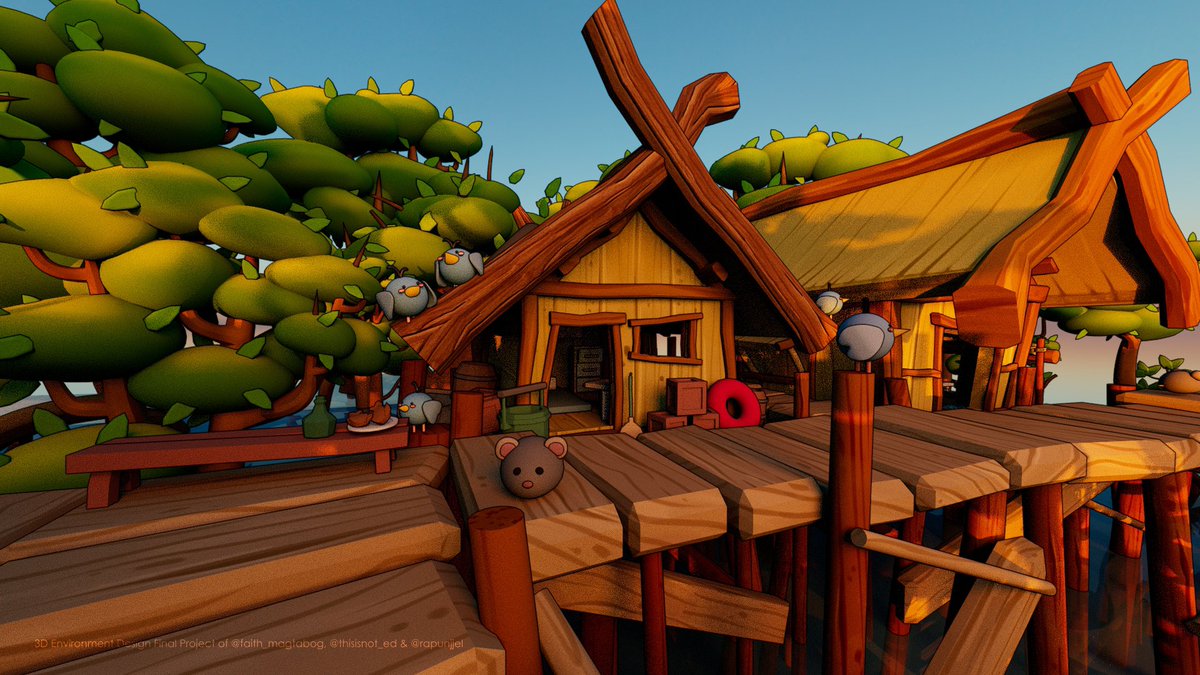 rapunjjel's tweet photo. finals are finally over yey! so lemme just flex our final project for 3d environment design :'D  

wonkyville: a village of philippines' traditional stilt houses 🛖🌿☀️ https://t.co/mdvjgiRJAu