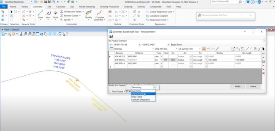 BentleySystems's tweet photo. 💡 🚈 With #OpenRail Designer, we added a new option in Geometry Editor to check and graphically flag the integrity of an alignment. Check out the tip to help take your rail project to the next level: https://t.co/ML7K5vc56l https://t.co/d5y7CKllh0