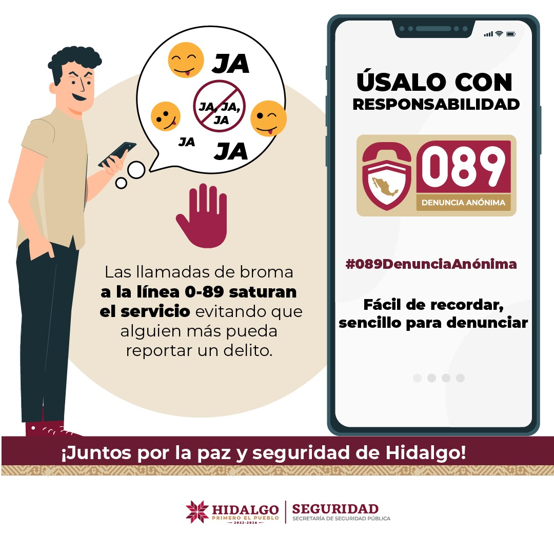 Quadratin_Hgo's tweet photo. 🚨🚔 #ChecaEsto #TomaNota 
🔴👉 Reporta cualquier acto delictivo que se esté cometiendo en tu comunidad ☎️📱 al 089 de forma #Anónima, #Segura y #Confidencial https://t.co/tRgFVKeYJL