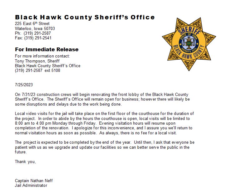 Black Hawk County Sheriff's Office (@bhcsheriff) on Twitter photo 