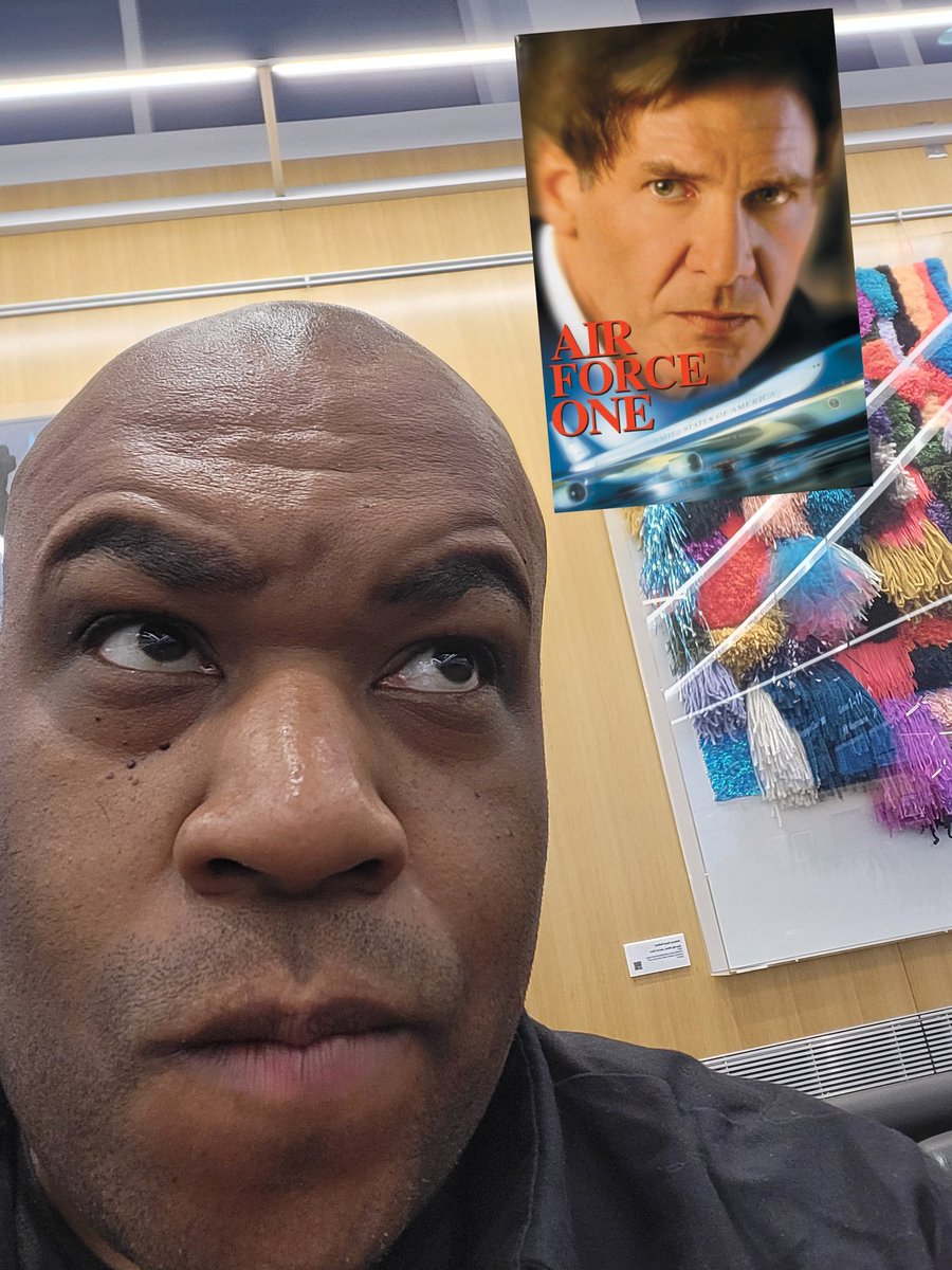 While sitting in the airport next to this shaggy painting. I wondered what's the best #movie that takes place on a #plane airforce one came to mind. Thoughts? #harrisonford