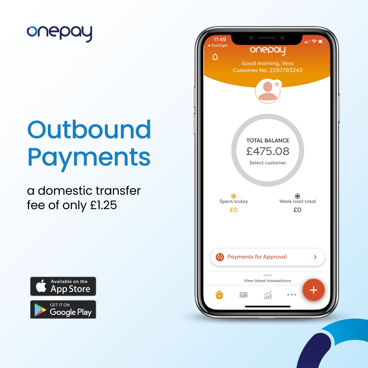 Exciting News 🎉
UK Outbound Payments Now Available 🙌
With the latest update, OnePay account holders can now enjoy seamless and quick money transfers to any UK account, right from the "My OnePay App" or the Online Customer Portal 💸💨